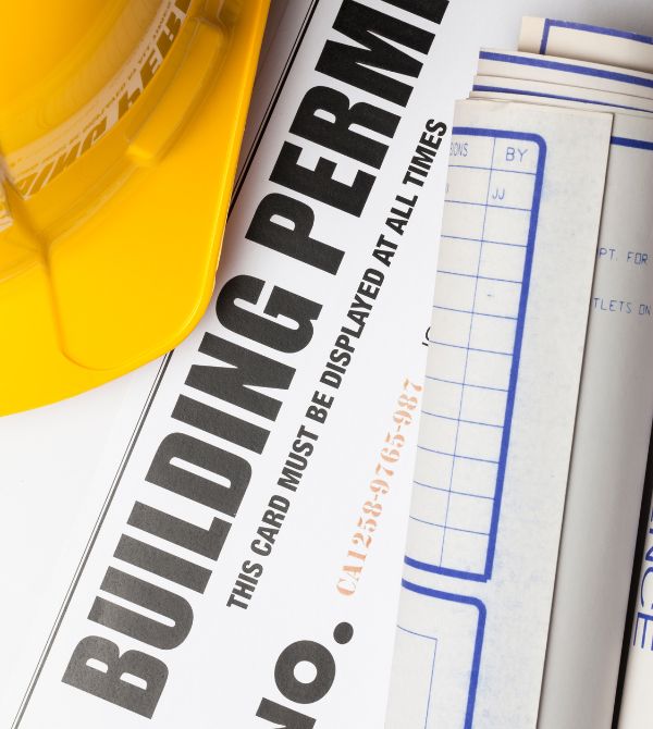 building permit and hard hat