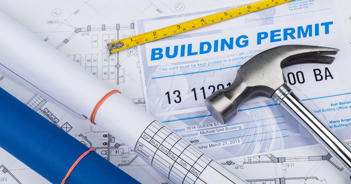 building permit, plans and tools